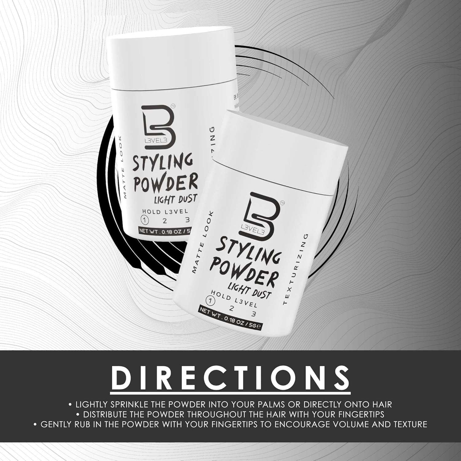 Level 3 Travel Styling Powder - 0.18 oz Lightweight Hair Powder for a Natural Look - Perfect for Men on the Go - Image 3