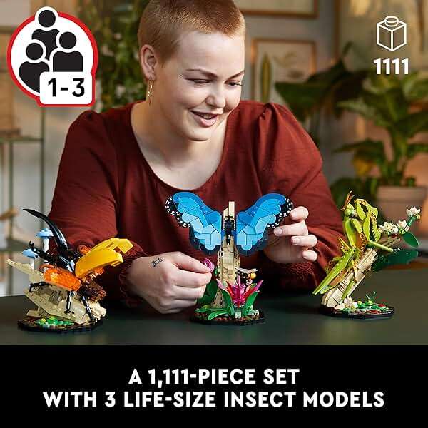 LEGO Ideas The Insect Collection, Fun Gift for Nature Lovers, with Life-Size Blue Morpho Butterfly, Hercules Beetle and Chinese Mantis Display Models, Bug Building Set and Nature Décor, 21342,18+ - Image 2