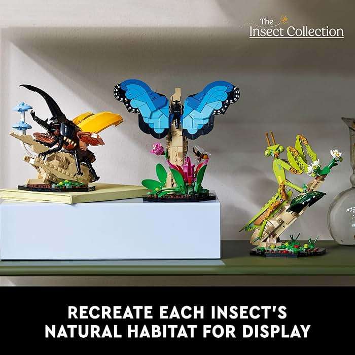 LEGO Ideas The Insect Collection, Fun Gift for Nature Lovers, with Life-Size Blue Morpho Butterfly, Hercules Beetle and Chinese Mantis Display Models, Bug Building Set and Nature Décor, 21342,18+ - Image 6