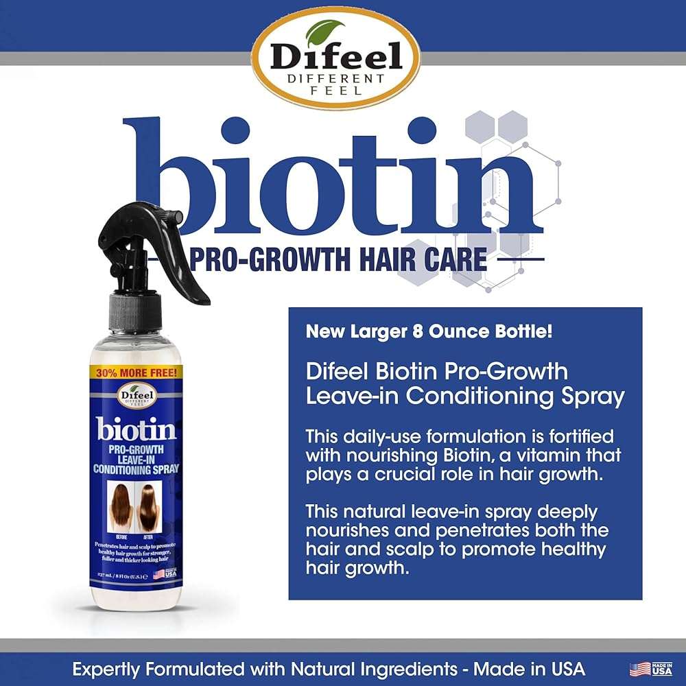 Difeel Pro-Growth Biotin Leave in Conditioning Treatment 8 oz. - Large Bottle - Image 2