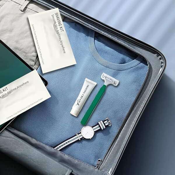 50 Pack Shave kit in Bulk 3 Blades Shave Disposable Razor with Protective Cap 12g Cream Individually Wrapped Paper Box for Hotel,Airbnb, Homeless,Shelter Camping Travel On The Go - Image 6