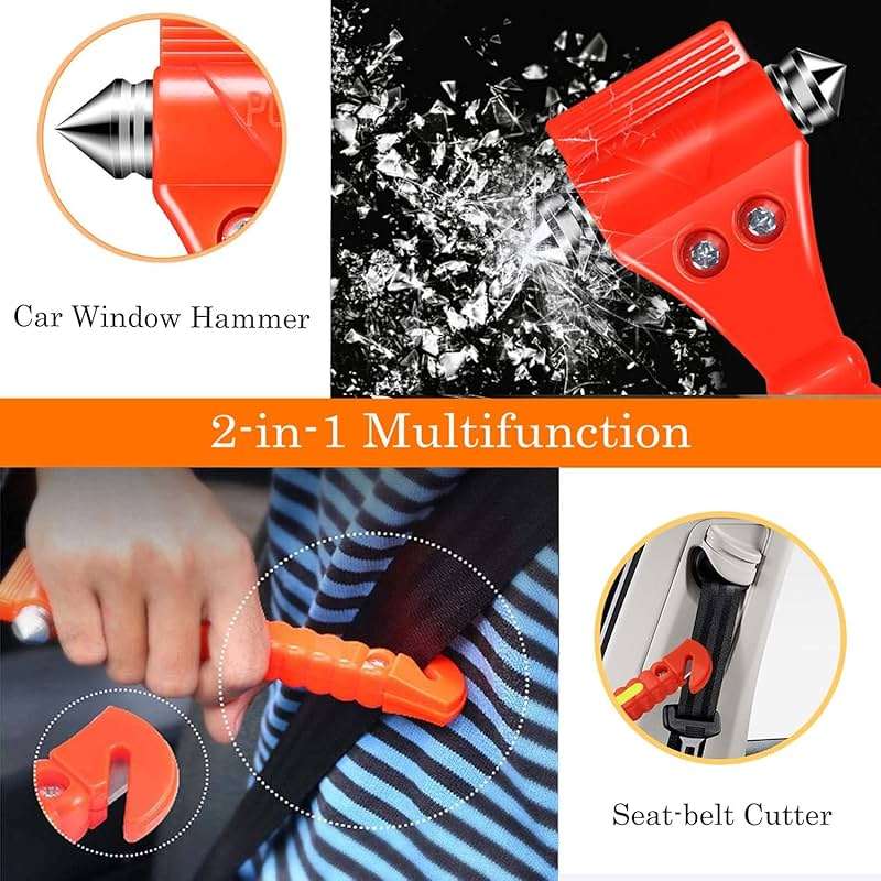 OUCPC 10 Pack Car Safety Hammer, Auto Emergency Escape Tool Car Window Glass Breaker and Seat Belt Cutter for Family Rescue, Car Life Saving Survival Kit - Image 2