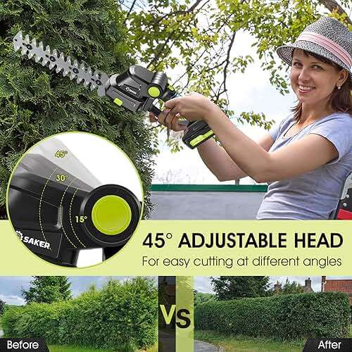 Saker Cordless Hedge Trimmer-20V Electric Shrub Trimmer Grass Shears Handheld Grass Cutter, Hedge Shear with 1 PCS Rechargeable Battery and Charger for Garden, Lawn - Image 4