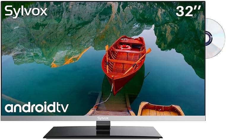 SYLVOX 32 Inch TV 12 Volt Smart TV FHD 1080P Digital Video Disc Player Built-in ARC CEC WiFi Wireless Connection Support, Suitable for RV Camper Kitchen Bedroom Boat(Limo Series),Black - Image 1