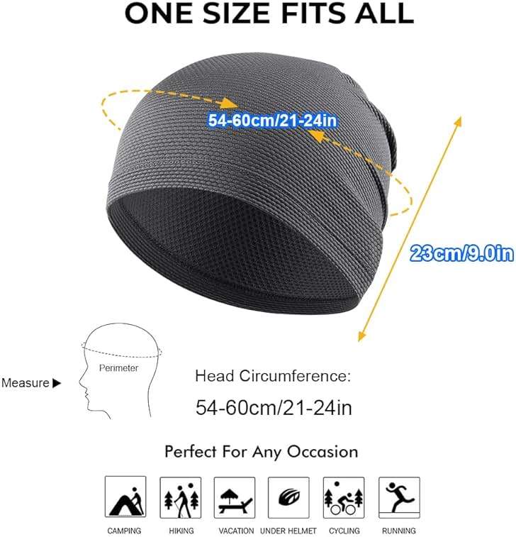 WTACTFUL 1Pack / 2 Pack Cooling Skull Caps for Men Women - Lightweight Breathable 3D Mesh Running Caps for Cycling & Summer - Image 3