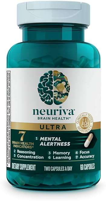 NEURIVA Ultra Brain Supplements for Memory and Focus, Phosphatidylserine, Cognivive, Neurofactor, Folic Acid, Vitamin B12 & Vitamin B6, 60 Count Capsules - Image 23