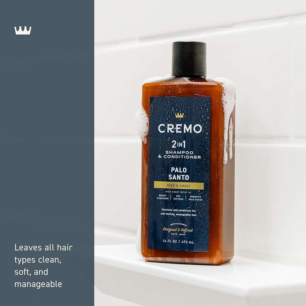 Cremo Palo Santo Barber Grade 2-n-1 Shampoo & Conditioner, Notes of Bright Cardamom, Dry Papyrus and Aromatic Palo Santo,16 Fl Oz - Image 3