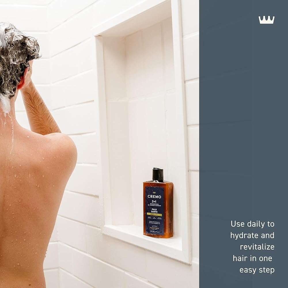 Cremo Palo Santo Barber Grade 2-n-1 Shampoo & Conditioner, Notes of Bright Cardamom, Dry Papyrus and Aromatic Palo Santo,16 Fl Oz - Image 5