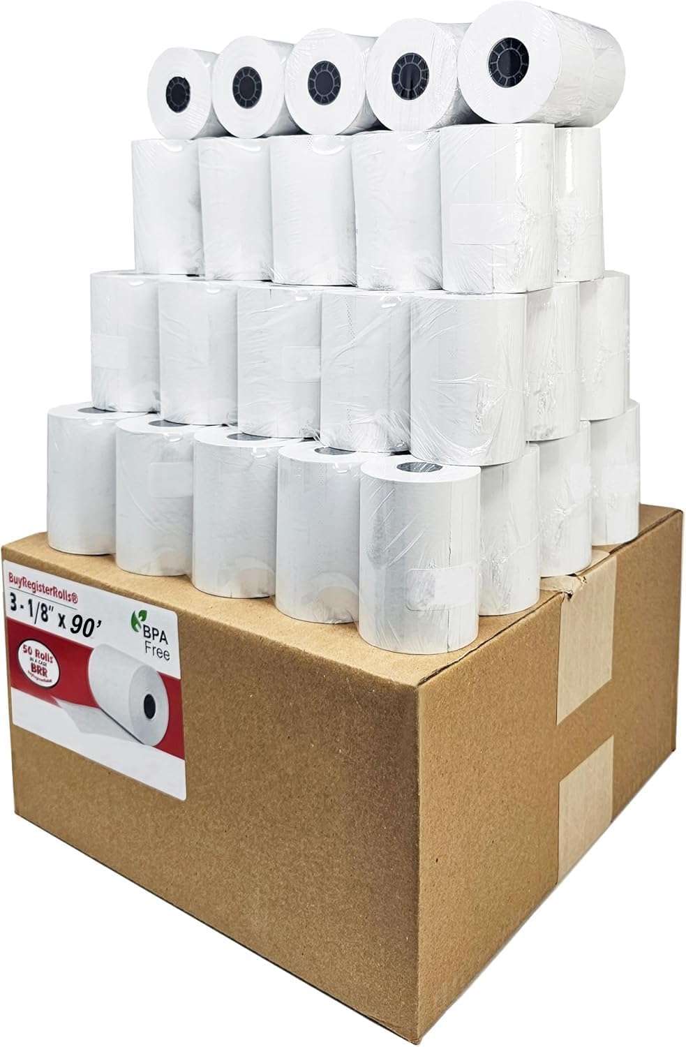 3 1/8" x 90' Thermal Paper Rolls (50 Rolls) Receipt Paper for Printers 37964050, SM-T300, SM-T300I, 3.125" (80MM) x 90 feet (27M) Diameter (30 MM) Bpa Free - Image 1