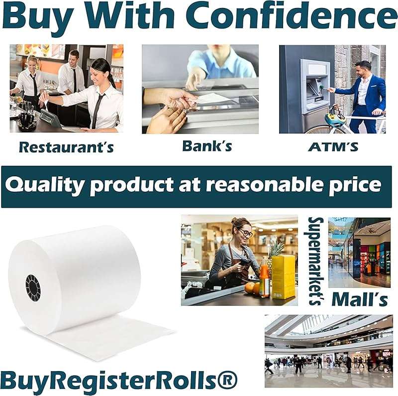 3 1/8" x 90' Thermal Paper Rolls (50 Rolls) Receipt Paper for Printers 37964050, SM-T300, SM-T300I, 3.125" (80MM) x 90 feet (27M) Diameter (30 MM) Bpa Free - Image 3