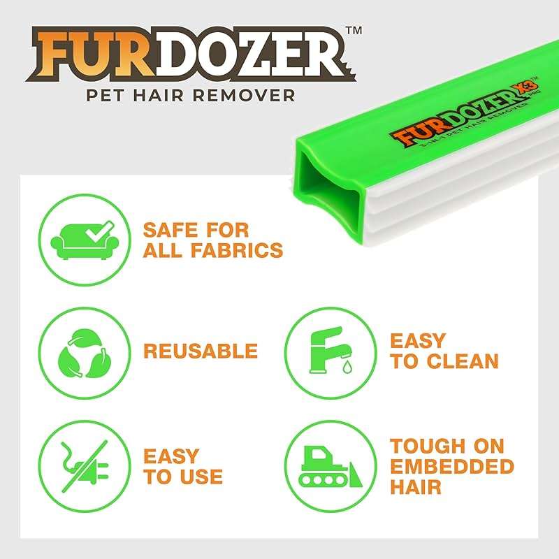 FurDozer Pet Hair Remover & Auto Detailing Tools - Cat & Dog Hair Remover for Carpets, Car Interiors, Couches, Bedding, & Pet Furniture (Green, (2 Pack) - X3 PRO) - Image 6