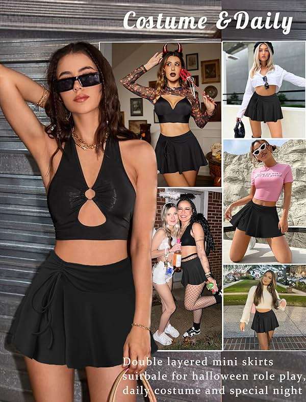 Avidlove Mini Skirt for Women Pleated Drawstring High Waist Skater Skirt Sexy Lingerie Skirts S-XXL - Image 2