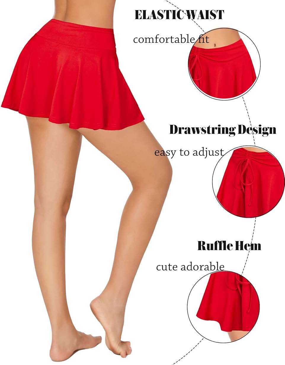 Avidlove Mini Skirt for Women Pleated Drawstring High Waist Skater Skirt Sexy Lingerie Skirts S-XXL - Image 3