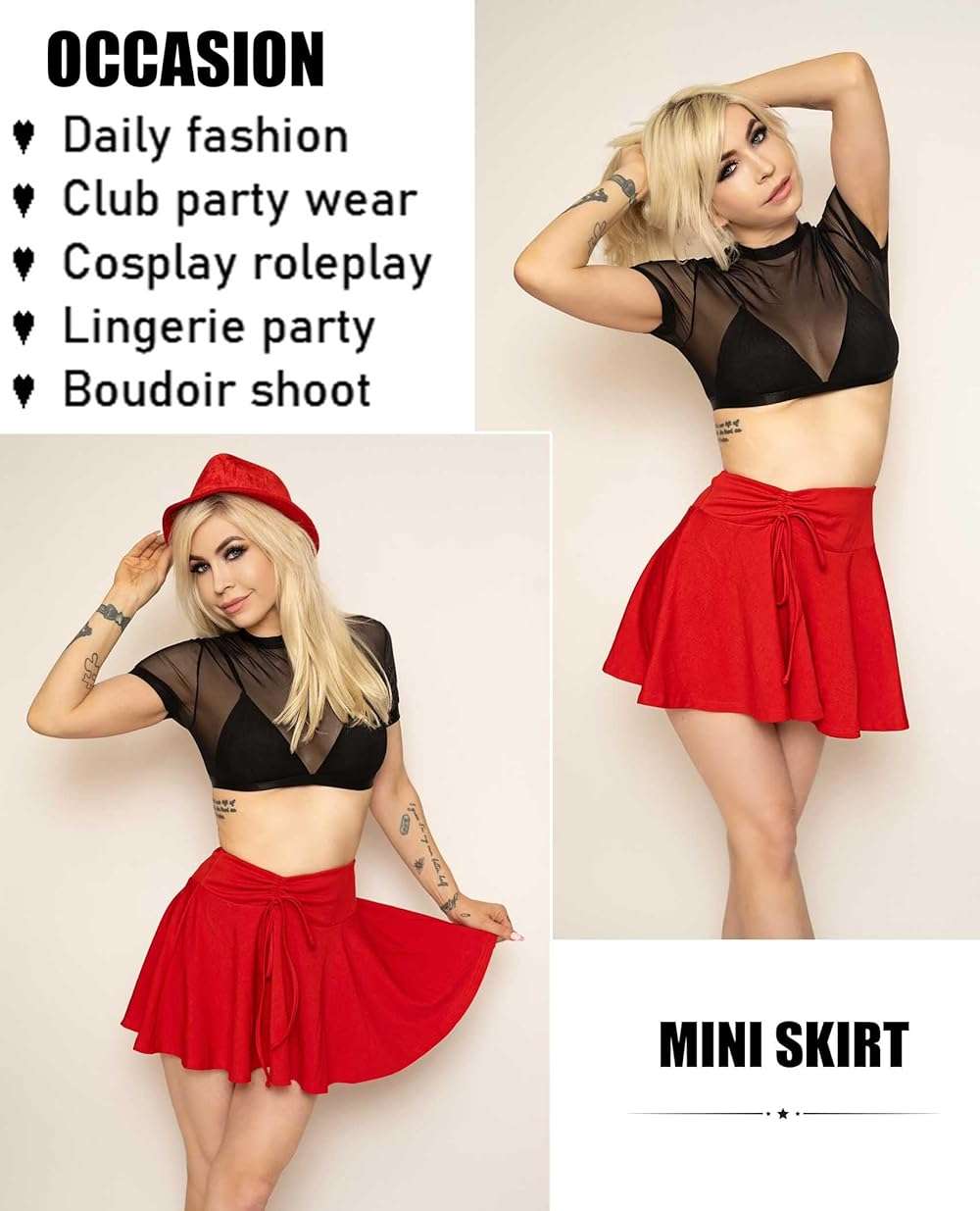 Avidlove Mini Skirt for Women Pleated Drawstring High Waist Skater Skirt Sexy Lingerie Skirts S-XXL - Image 6