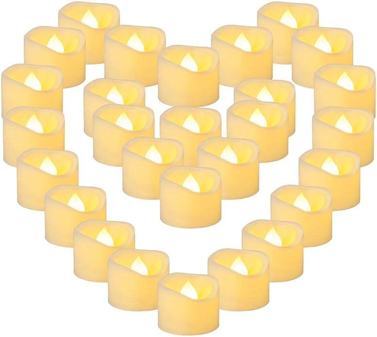 Yakpo 36 Pack 1.5" x 1.2" Tea Light Candles Battery Operated, Flameless Flickering LED Tealight Fake Votive Candles, Outdoor Flicker Electric tealights Bulk for Wedding Halloween Christmas Decorations - Image 1