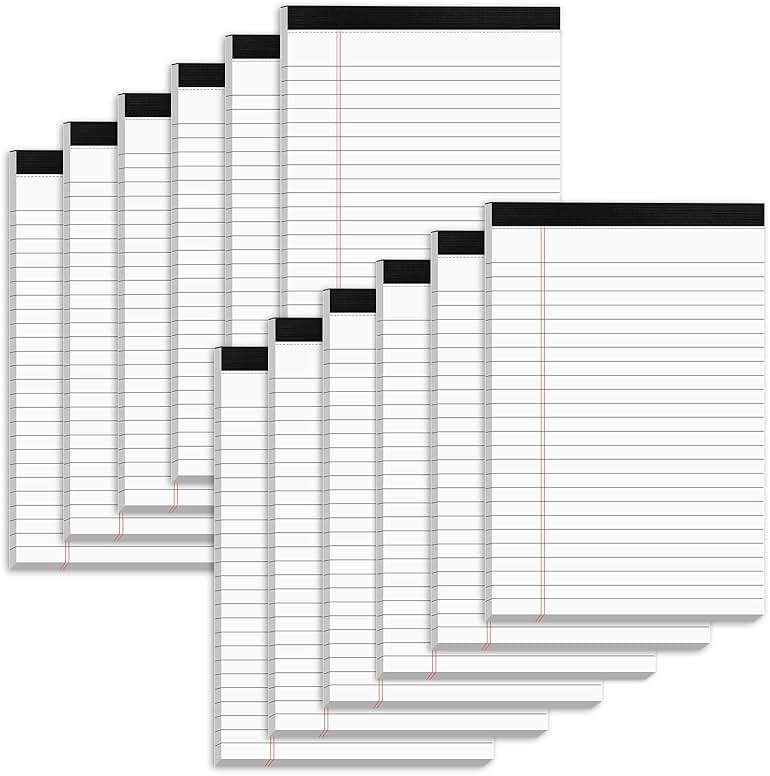 Nichela 5" x 8" Note Pads 12 Pack of Legal Pads 30 Sheets Notepad College Ruled Small Writing Pads Perforated Pages Paper Pads 80GSM Heavyweight Paper Note Pads for Home, Office, or School - Image 1