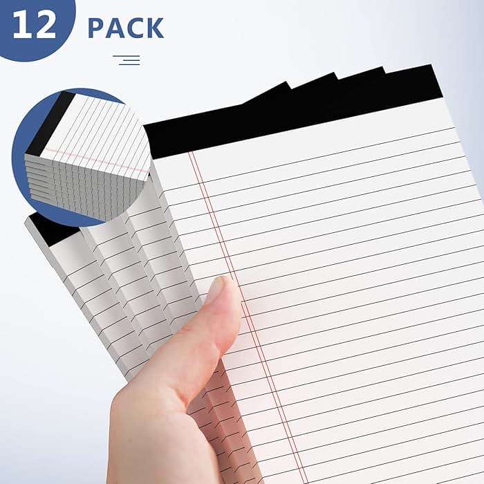 Nichela 5" x 8" Note Pads 12 Pack of Legal Pads 30 Sheets Notepad College Ruled Small Writing Pads Perforated Pages Paper Pads 80GSM Heavyweight Paper Note Pads for Home, Office, or School - Image 5
