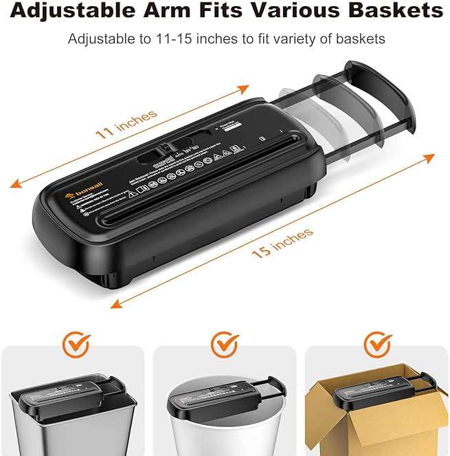 Bonsaii Paper Shredder for Home Use, 6 Sheet Strip Cut Small Paper Shredder Without Basket for Home Office, Portable Shredder Extendable Arm Design with Overheat Protection (S123-B) - Image 7