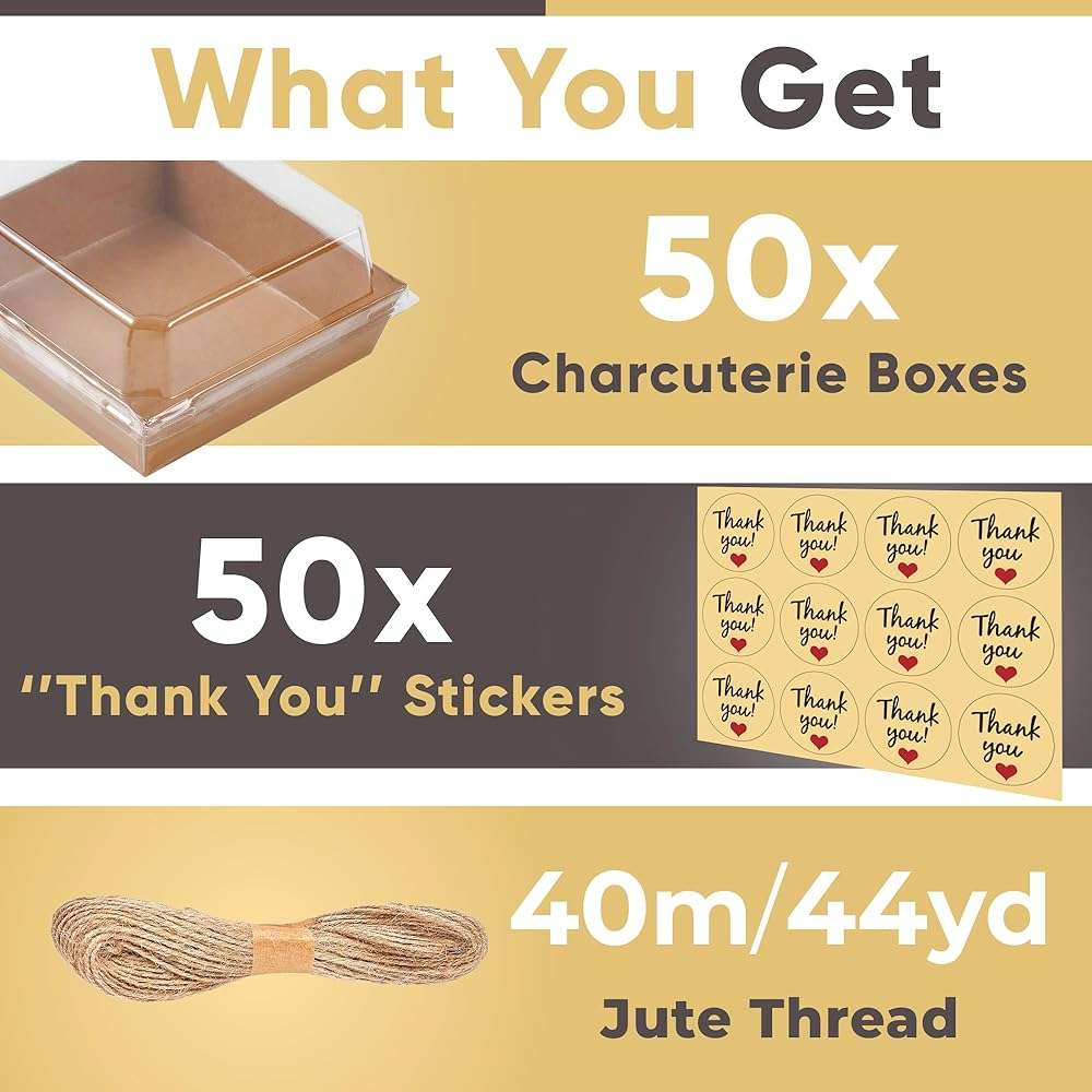 Leafiew 50 Pack Small Charcuterie Boxes with Clear Lids - To Go Paper Mini Charcuterie Box, Disposable Food Containers, 5Inch Dessert Boxes - Sandwich, Cookie, Sushi, Cake Slice, Strawberries (Brown) - Image 4