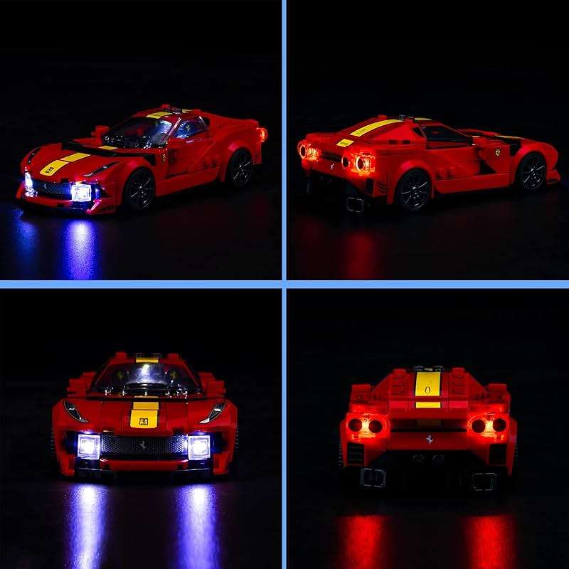 VONADO LED Light Kit Compatible with Lego Speed Champions Ferrari 812 Competizione 76914, DIY Lighting Set Compatible with Lego Ferrari 76914 Race Vehicle (NO Model) - Image 3