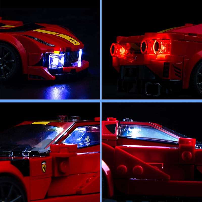 VONADO LED Light Kit Compatible with Lego Speed Champions Ferrari 812 Competizione 76914, DIY Lighting Set Compatible with Lego Ferrari 76914 Race Vehicle (NO Model) - Image 4