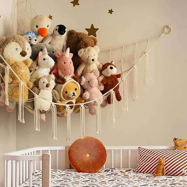 Stuffed Animal Storage Hammock or Net Corner - Large Toy Hammock Net for Stuffed Animals Room Decor - Cute Stuff Animal Organizer Plush Holder - Kids Baby Nursery Essentials Wall Bedroom Home Decor - Image 2