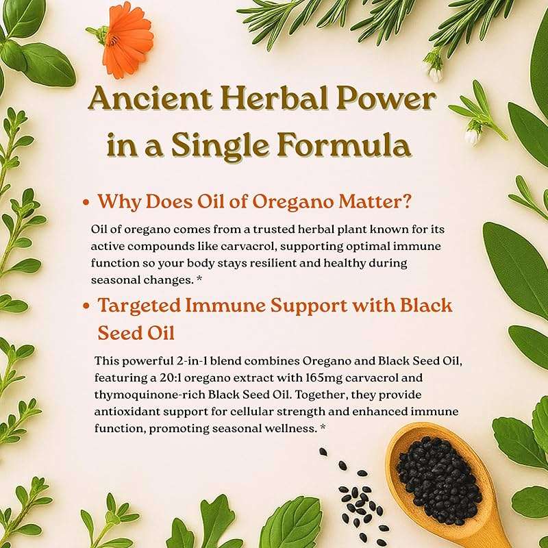 Micro Ingredients Oil of Oregano Softgels, 300 Count | 2 in 1 Formulated with Black Seed Oil | 4X Strength Carvacrol & Thymoquinone | Plant Based, Non-GMO - Image 5