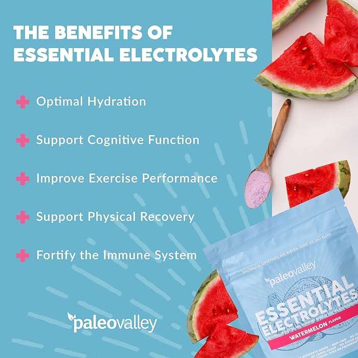 Paleovalley Essential Electrolytes Powder - Full Spectrum Watermelon Electrolyte Powder for Hydration, Energy and Muscle Recovery - No Sugar Added - 30 Servings - Image 4