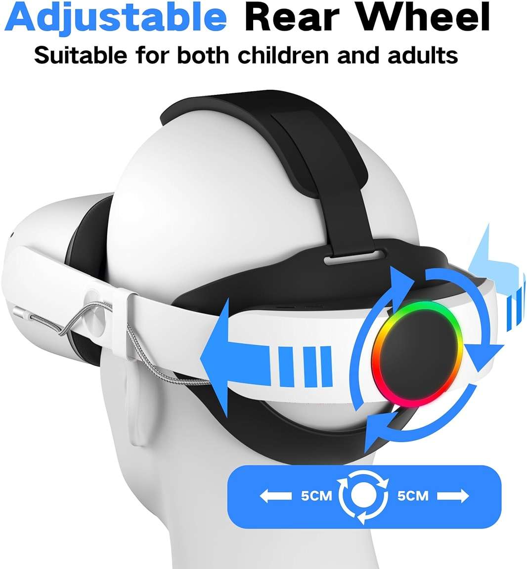 RGB Head Strap with Battery for Meta/Oculus, 10000mAh Battery Pack for Extended 8H of Playtime, Fast Charging VR Power (Meta/Oculus 2, Mac、PC) - Image 3