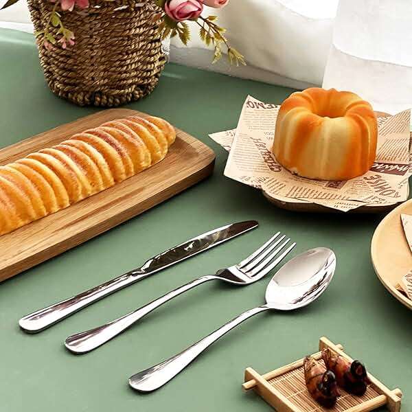 Silverware Set,SANTUO Stainless Steel Knives Spoon Forks Set for Home, Kitchen and Restaurant, Mirror Polished& Dishwasher Safe (18pcs Silverware set) - Image 2