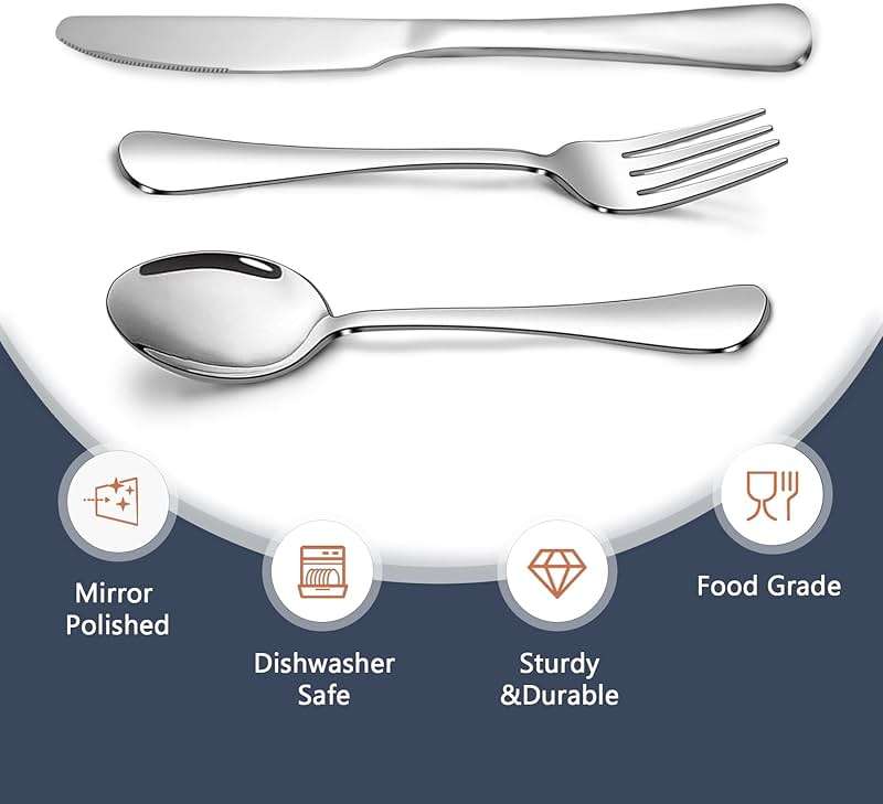Silverware Set,SANTUO Stainless Steel Knives Spoon Forks Set for Home, Kitchen and Restaurant, Mirror Polished& Dishwasher Safe (18pcs Silverware set) - Image 4