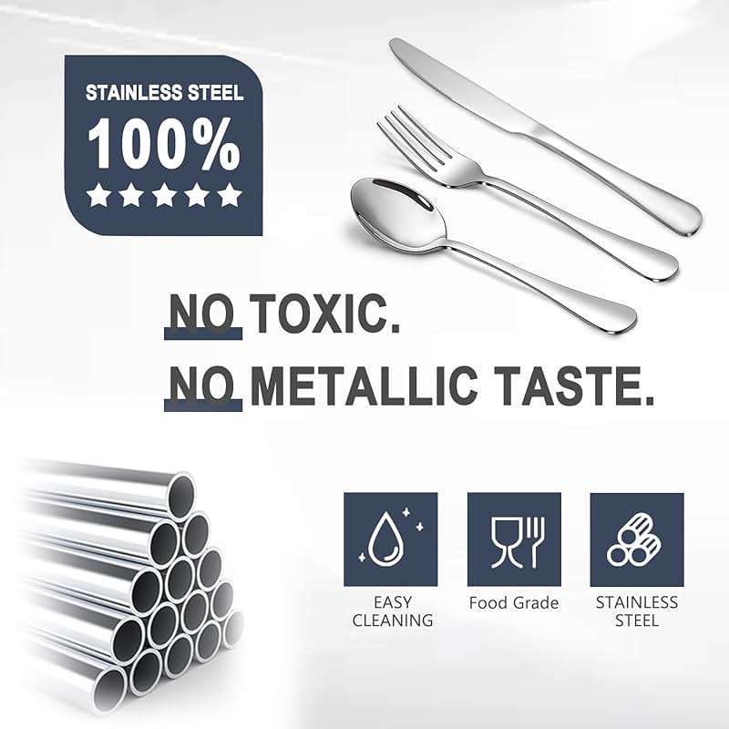 Silverware Set,SANTUO Stainless Steel Knives Spoon Forks Set for Home, Kitchen and Restaurant, Mirror Polished& Dishwasher Safe (18pcs Silverware set) - Image 5