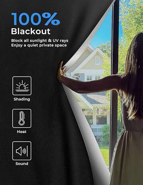 Sumobaby 50"x57" Portable Blackout Curtains, Blinds for Windows with Hook & Loop Tapes, 100% Blackout Window Shades, Curtains Easy to Cut Fit for Bedroom, Baby Room and TV Room (Black) - Image 2