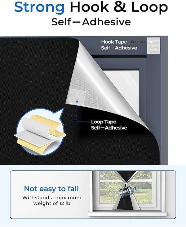 Sumobaby 50"x57" Portable Blackout Curtains, Blinds for Windows with Hook & Loop Tapes, 100% Blackout Window Shades, Curtains Easy to Cut Fit for Bedroom, Baby Room and TV Room (Black) - Image 5