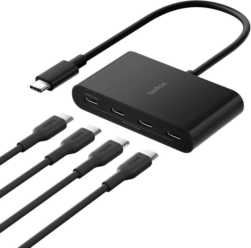 Belkin Connect 4-Port USB-C Hub - USB C Hub Multiport Adapter Dongle with 4 USB-C 3.2 Gen 2 Ports - High-Speed 10G Data Transfer for Laptop, MacBook, iPad, PC, and More - 100W PD - Image 1
