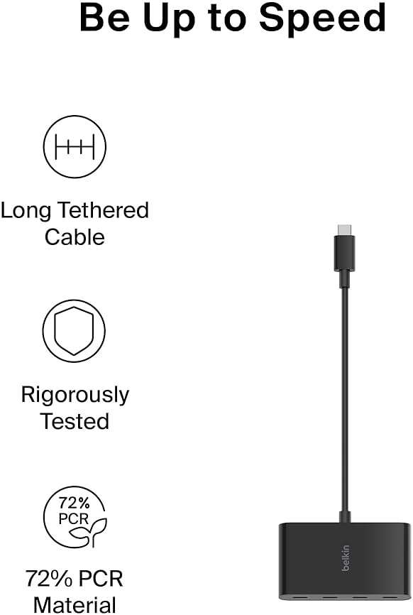 Belkin Connect 4-Port USB-C Hub - USB C Hub Multiport Adapter Dongle with 4 USB-C 3.2 Gen 2 Ports - High-Speed 10G Data Transfer for Laptop, MacBook, iPad, PC, and More - 100W PD - Image 5