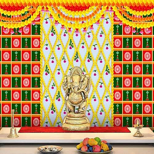 SATVIK 8 x 5 Feet - Printed Pooja Backdrop Cloth Decoration, Polyester Fabric for Home Ceremony and Festival Setup - Image 2