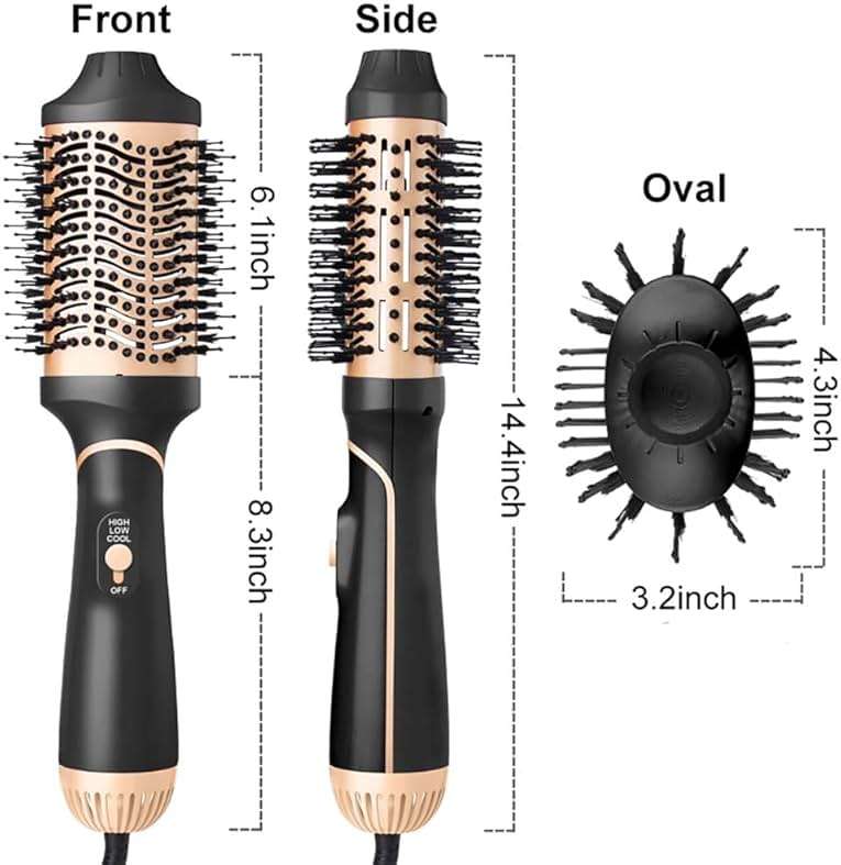 Hair Dryer Brush Blow Dryer in One Step, Upgraded 4 in 1 Hair Dryer and Styler Volumizer with Negative Ion Anti-frizz Ceramic Titanium Barrel Hot Air Brush Hair Straightener (Golden, Large) - Image 3