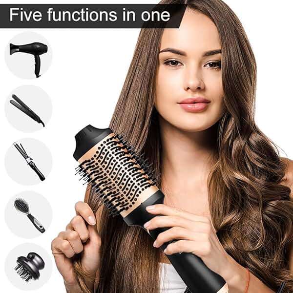 Hair Dryer Brush Blow Dryer in One Step, Upgraded 4 in 1 Hair Dryer and Styler Volumizer with Negative Ion Anti-frizz Ceramic Titanium Barrel Hot Air Brush Hair Straightener (Golden, Large) - Image 6