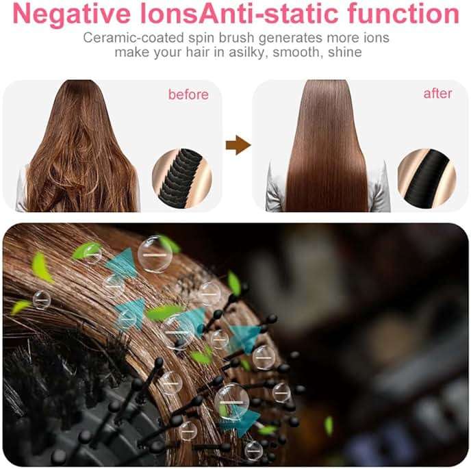 Hair Dryer Brush Blow Dryer in One Step, Upgraded 4 in 1 Hair Dryer and Styler Volumizer with Negative Ion Anti-frizz Ceramic Titanium Barrel Hot Air Brush Hair Straightener (Golden, Large) - Image 8
