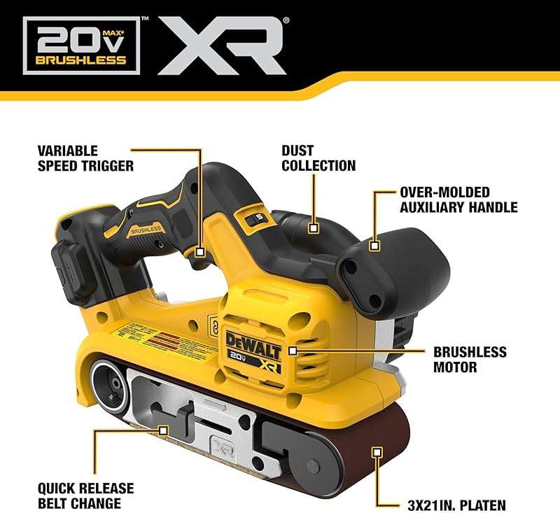 DEWALT 20V MAX* Belt Sander, Cordless, Brushless, Tool Only (DCW220B) - Image 3