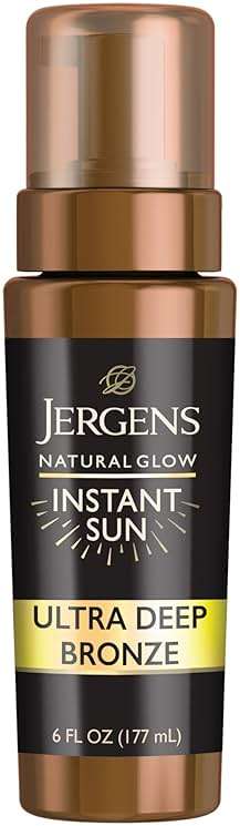 Jergens Natural Glow Instant Sun Body Mousse, Self Tanner for Ultra Deep Bronze Tan, Sunless Tanning Body Bronzer, Natural Looking Fake Tan, 6 Oz - Image 1