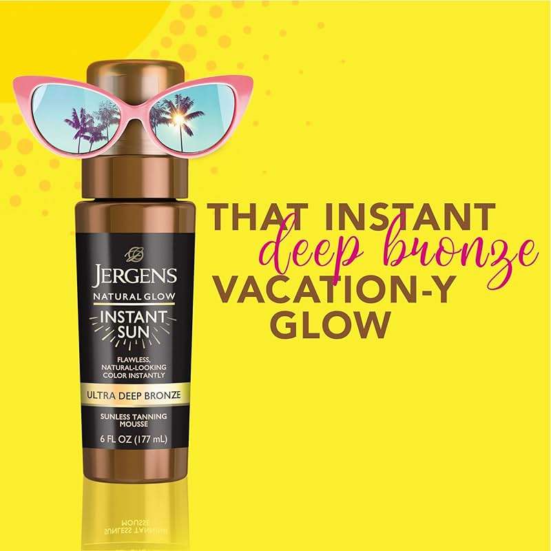 Jergens Natural Glow Instant Sun Body Mousse, Self Tanner for Ultra Deep Bronze Tan, Sunless Tanning Body Bronzer, Natural Looking Fake Tan, 6 Oz - Image 2