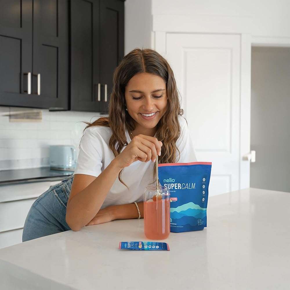 Nello Supercalm Powdered Drink Mix, Cortisol Reducer and Sleep Aid Supplement, L Theanine, Ksm-66 Ashwagandha, Magnesium Glycinate, Vitamin D 3, No Sugar, Non GMO, On The Go, 20 Ct, Raspberry Lemonade - Image 5