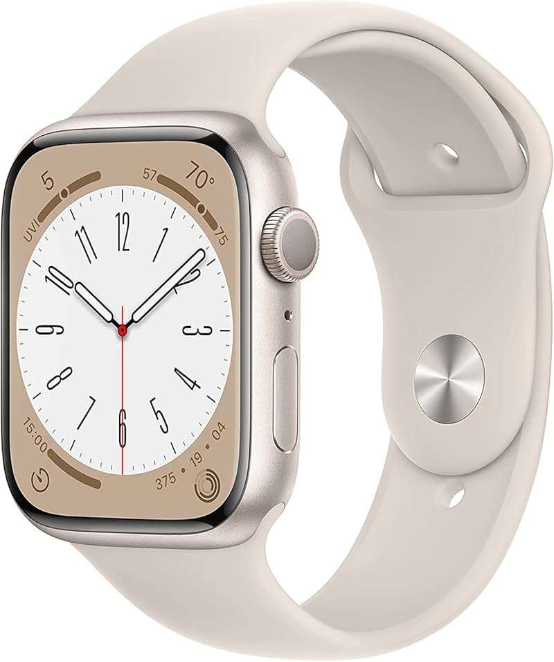 Apple Watch Series 8 [GPS, 41mm] - Starlight Aluminum Case with Starlight Sport Ban, M/L (Renewed) - Image 1
