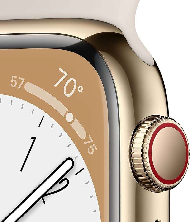 Apple Watch Series 8 [GPS, 41mm] - Starlight Aluminum Case with Starlight Sport Ban, M/L (Renewed) - Image 3