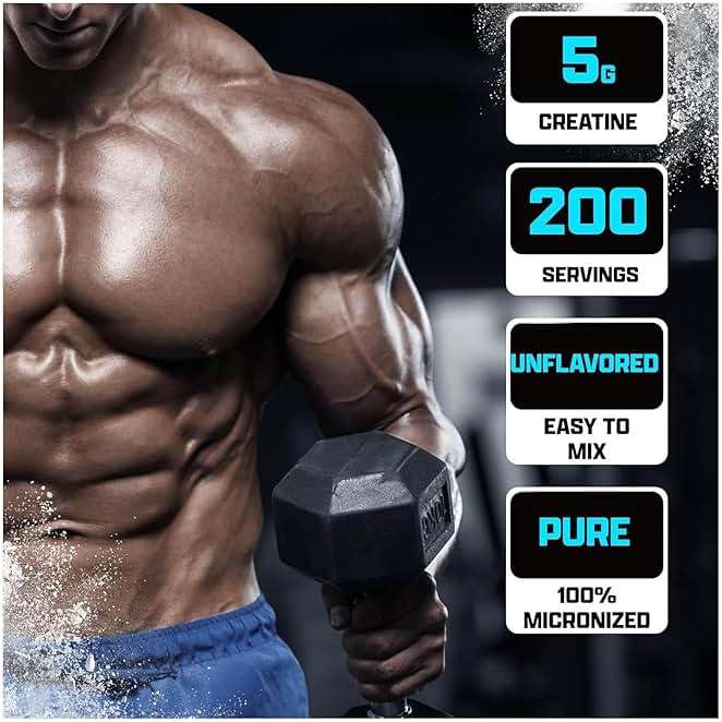 Nutrex Research Micronized Creatine Monohydrate Powder - 200 Servings (1KG) Pure, Unflavored Creatine Monohydrate Supplement for Muscle Gain, Strength and Performance, 5G Per Serv (2.2lbs) - Image 3