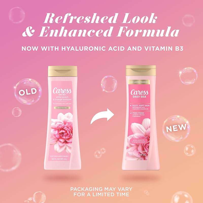 Caress Body Wash for Women, Daily Silk White Peach & Orange Blossom, Shower Gel Body Wash Moisturizing for Noticeably Silky, Soft Skin, 20 fl oz, 4 Pack - Image 3