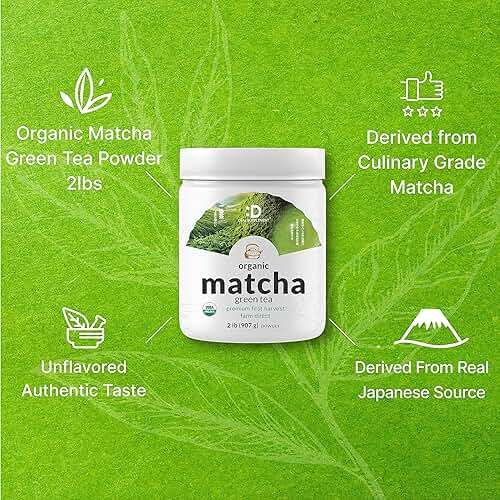 Organic Matcha Green Tea Powder, 2 lb (907g) | First Harvest, Culinary Grade | Japanese Sourced Cafe Mix | Zero Sugar, Keto Friendly, Non-GMO, Vegetarian - Image 6