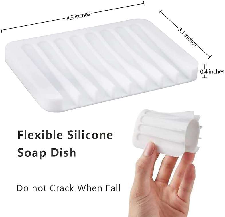 2PCS KAJUDA Self Draining Soap Dishes, Premium Silicone Soap Holder & Saver for Shower, Bathroom, Bath Tub, Razor, Sponges, Bar Soap Dish to Keep Soap Dry, Can Extend Soap Life, Easy Clean (Grey) - Image 3